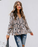 Solomon Collared Snake Print Surplice Blouse