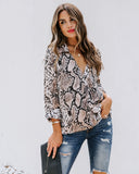 Solomon Collared Snake Print Surplice Blouse