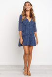 Lovefery V-Neck Polka Dot Boho Mini Dress