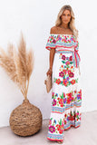 Lovefery Trendy Off Shoulder Malamala Print Maxi Dress