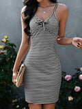 Lovefery Strapless Backless Striped Bottoming Dress