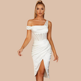 Lovefery Amele Off Shoulder Satin Dress