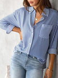 Workflow Striped Button Down Top - Blue