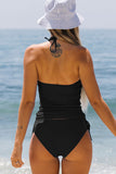 lovefery Black Halter Neck Drawstring Side Tankini Set