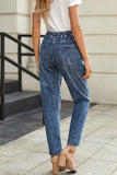 lovefery High-Waisted Tie Straight-Leg Ripped Jeans