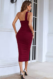 Lovefery Hanma One Shoulder Pencil Midi Dress