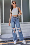 lovefery High Waist Ripped Denim Trousers