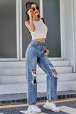 lovefery High Waist Ripped Denim Trousers