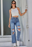 lovefery High Waist Ripped Denim Trousers