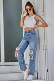 lovefery High Waist Ripped Denim Trousers