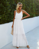 Lovefery Sunshower Cotton Tiered Maxi Dress - Optic White