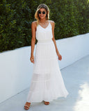 Lovefery Sunshower Cotton Tiered Maxi Dress - Optic White