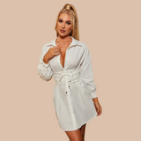 Lavo Shirt Dress With Corset Lace Up Belt