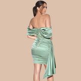 Lovefery Delphi Off Shoulder Satin Dress