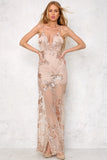 Lovefery Deep V-Neck Glitter Beach Sequin Lace Dress