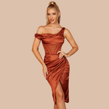 Lovefery Amele Off Shoulder Satin Dress