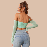 Maggie Off Shoulder Long Sleeves Crop Top