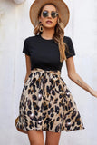 Lovefery Leopard Print Tie Waist Mini Dress