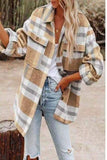 Long Sleeve Loose Woolen Plaid Shirt Jacket