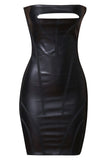 Lovefery Lamiaya Leather Strapless Mini Dress