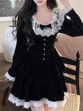 Lovefery Yavia Velvet Lace Romantic Goth Dress