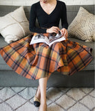 Lovefery Plaid Wool Vintage-Academia Skirt