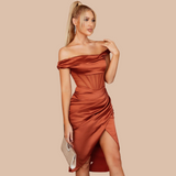 Lovefery Amele Off Shoulder Satin Dress