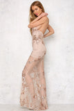 Lovefery Deep V-Neck Glitter Beach Sequin Lace Dress