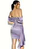 Kendal Basil Satin Draping Off Shoulder Corset Dress