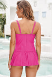 Lovefery Ruched Padded Tummy Control Swimdress