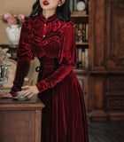 Lovefery Ruby Victorian Burgundy-Red Velvet Shirt