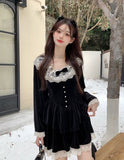 Lovefery Yavia Velvet Lace Romantic Goth Dress