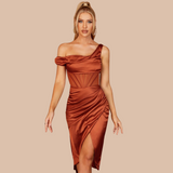 Lovefery Amele Off Shoulder Satin Dress