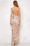 Lovefery Deep V-Neck Glitter Beach Sequin Lace Dress