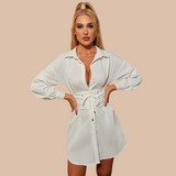 Lavo Shirt Dress With Corset Lace Up Belt