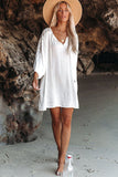 Lovefery Spliced Lace Three-Quarter Sleeve Cover Up