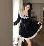 Lovefery Yavia Velvet Lace Romantic Goth Dress