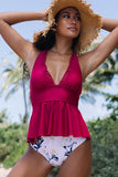 lovefery Ruffled Halter Neck Print Tankini Set