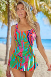 Lovefery Ruched Padded Tummy Control Swimdress