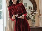 Lovefery Ruby Victorian Burgundy-Red Velvet Shirt