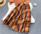 Lovefery Plaid Wool Vintage-Academia Skirt