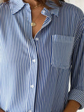 Workflow Striped Button Down Top - Blue