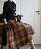 Lovefery Plaid Wool Vintage-Academia Skirt