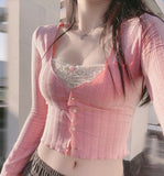 Lovefery Pink Fairycore Long Sleeve Top