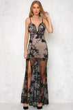 Lovefery Deep V-Neck Glitter Beach Sequin Lace Dress