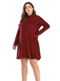 Round Neck Loose Casual Solid Color Long Sleeve Dress