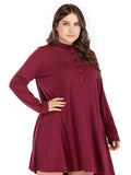 Round Neck Loose Casual Solid Color Long Sleeve Dress