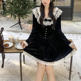 Lovefery Yavia Velvet Lace Romantic Goth Dress