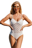 Lovefery Chic White Lace Crochet Push Up One-piece Swimsuit