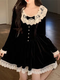 Lovefery Yavia Velvet Lace Romantic Goth Dress